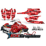 Snow Mobile Red Silver Haze Vinyl Wraps Fit Arctic Cat Firecat F7 - DSC-656465469RB