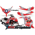 Polaris IQ Race 600 Snow Mobile Red T-Bomber Vinyl Graphics