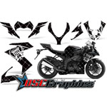 Kawasaki ZX10 Sport Bike Black Reloaded Vinyl Kit Fits 2008-2009 - DSC-656465477TD