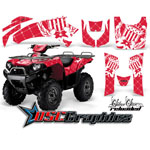 Kawasaki Brute Force 650I 4x4 ATV White and Red Reloaded Graphic Sticker Kit Fits 2006-2011