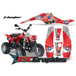 Polaris Scrambler 200 2002-2007 Quad Red T-Bomber Vinyl Graphics