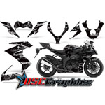 2008-2009 Kawasaki ZX10 Sport Bike Blakc Silverhaze Vinyl Kit - DSC-656465477TG