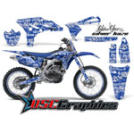 2010-2011 Yamaha Banshee YZF Motocross Blue Silver Haze 4 Stroke Vinyl Graphic Kit