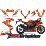 Kawasaki ZX10 Sport Bike Orange Silverhaze Vinyl Kit Fits 2008-2009 - DSC-656465477TH