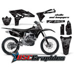 Yamaha Banshee YZF Motocross Black Skulls And Hammers 4 Stroke Vinyl Graphic Kit Fits 2010-2011