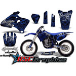 2000-2002 Yamaha Banshee YZ426 Motocross Blue Skulls And Hammers 4 Stroke Sticker Graphic Kit