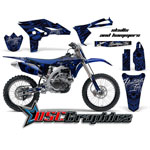 Yamaha Banshee YZF 2010-2011 Motocross Blue Skulls And Hammers 4 Stroke Vinyl Graphic Kit