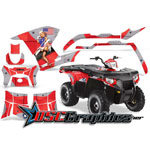 Polaris Four Wheel Red T-Bomber Vinyl Wraps Fit Sportsman 500