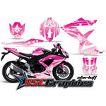 Suzuki GSXR 600 Sport Bike Pink Starlett Graphic Kit Fits 2008-2010