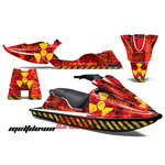 Sea Doo Bombardier XP 1994-1996 Melt Down Yellow and Red Jet Ski Vinyl Decal Wrap Kit