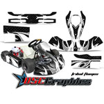 CRG JR Shifter Kart Tribal Flame White and Black Graphic Decal Kit - DSC-556465465-TFWW