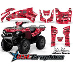 Kawasaki Brute Force 650I 4x4 2006-2011 ATV Red Silverhaze Graphic Sticker Kit