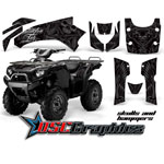 Kawasaki Brute Force 650I 4x4 ATV Silver Skulls And Hammers Graphic Sticker Kit Fits 2006-2011