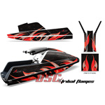 Graphic Wrap Kit Square Nose Tribal Flames Black and Red Stand Up Jet Ski Superjet Yamaha