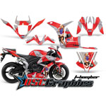 2007-2008 Honda CRB600RR Sport Bike Red T-bomber Graphic Sticker Kit