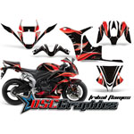 Honda CBR600RR 2007-2008 Sport Bike Red Tribal Flames Graphic Kit