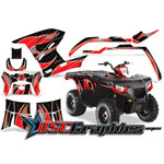 Polaris Four Wheel Red Tribal Flames Vinyl Wraps Fit Sportsman 800 - DSC-556465422S