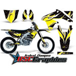 Suzuki RM 1996-1998 Motocross Yellow Tribal Flames Graphic Kit
