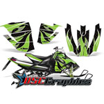 Arctic Cat Snow Mobile Green Tribal Flames Vinyl Stickers Fit Snow Pro 500