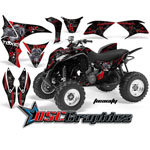 Honda TRX 700XX ATV Red and Black Toxcity Graphic Kit