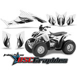 Honda ATV White and Black Tribal Flames Sticker Kit Fits TRX90