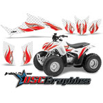 Honda ATV White and Red Tribal Flames Sticker Kit Fits TRX90