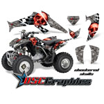 Honda TRX 250 EX 2005-2011 ATV Checkered Skull Silver Graphic Kit