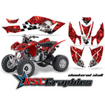 2008-2011 Honda TRX400EX ATV Red Checkered Skulls Sticker Kit