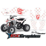 Honda TRX400EX ATV White and Red Reloaded Sticker Kit Fits 2008-2011