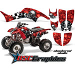 Honda TRX400EX 1999-2007 ATV Red Checkered Skulls Vinyl Kit