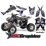 ATV Blue and Silver Stripe Mad Hatter Vinyl Sticker Kit Fits Honda TRX450R 2004-2011