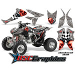 Honda TRX450R 2004-2011 ATV Red Checkered Skull Vinyl Sticker Kit