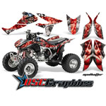 2004-2011 Honda TRX450R ATV Silver and Red Stripe Mad Hatter Vinyl Sticker Kit