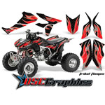 Honda TRX450R 2004-2011 ATV Red Tribal Flames Vinyl Sticker Kit