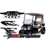 1996-2010 EZ GO GOLF Cart White Tribal Flames Graphic Kit - DSC-DSC-456465465-AO