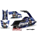 Yamaha Superjet Jet Ski Graphic Wrap Kit Round Nose Mad Hatter Black and Blue - DSC-696465469-MHB