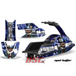 Yamaha Superjet Jet Ski Graphic Wrap Kit Round Nose Mad Hatter Black and Blue