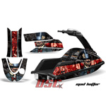 Stand Up Jet Ski Superjet Yamaha Mad Hatter Black and Red Vinyl Wrap Kit Round Nose