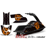 Superjet Yamaha Stand Up Jet Ski Reloaded Black and Orange Graphic Wrap Kit Round Nose