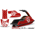 Stand Up Jet Ski Superjet Yamaha Reloaded Red and White Graphic Wrap Kit Round Nose