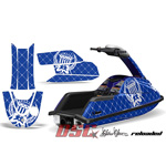 Reloaded Blue and White Graphic Wrap Kit Round Nose Stand Up Jet Ski Superjet Yamaha