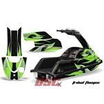 Yamaha Superjet Jet Ski Graphic Wrap Kit Round Nose Triabal Flames Black and Green - DSC-696465469-TFG