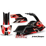 Stand Up Jet Ski Superjet Yamaha Tribal Flame Black and Red Graphic Wrap Kit Round Nose - DSC-696465469-TFR
