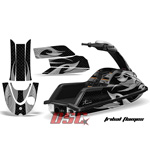 Tribal Flames Black and Silver Graphic Wrap Kit Round Nose Stand Up Jet Ski Superjet Yamaha