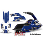 Graphic Wrap Kit Round Nose Stand Up Jet Ski Superjet Yamaha Tribal Flames Blue and Silver - DSC-696465469-TFB