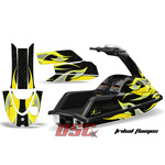 Stand Up Jet Ski Superjet Yamaha Tribal Flame Black and Yellow Graphic Wrap Kit Round Nose