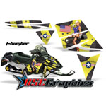 Snow Mobile Yellow T-Bomber Vinyl Wraps Fit Ski Doo Rev