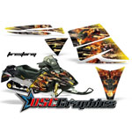 Snow Mobile Yellow Firestorm Vinyl Wraps Fit Ski Doo Rev