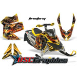 Snow Mobile Yellow FireStorm Vinyl Wraps Fit Ski Doo Rev XP