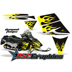 Ski Doo Rev Snow Mobile Yellow Diamond Plate Vinyl Wraps